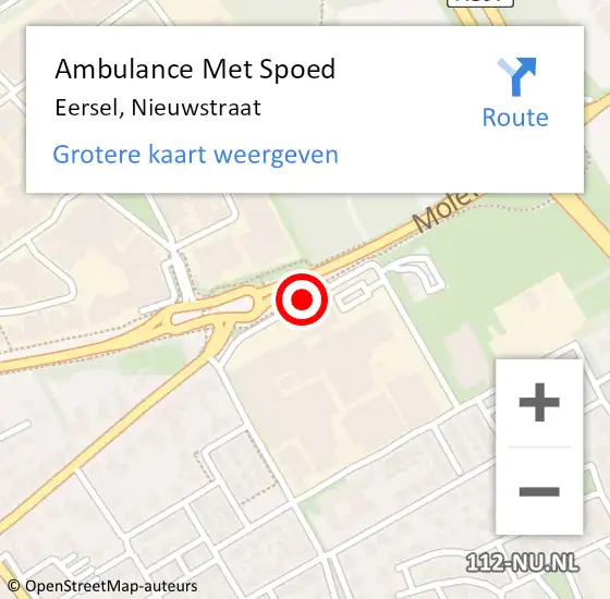 Locatie op kaart van de 112 melding: Ambulance Met Spoed Naar Eersel, Nieuwstraat op 11 oktober 2018 16:12