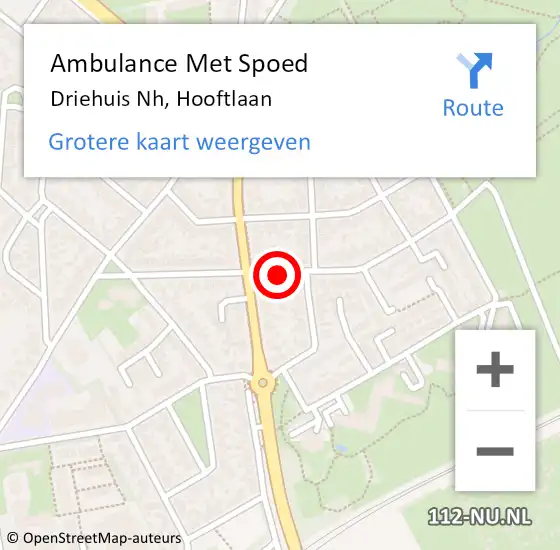 Locatie op kaart van de 112 melding: Ambulance Met Spoed Naar Driehuis Nh, Hooftlaan op 11 oktober 2018 16:33