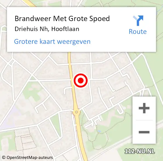 Locatie op kaart van de 112 melding: Brandweer Met Grote Spoed Naar Driehuis Nh, Hooftlaan op 11 oktober 2018 16:45