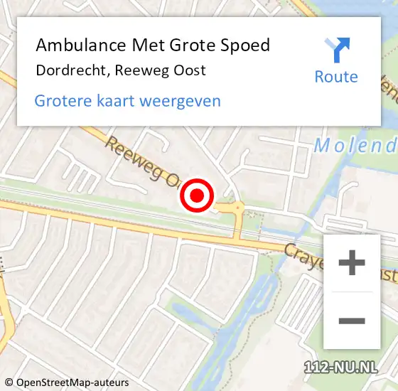 Locatie op kaart van de 112 melding: Ambulance Met Grote Spoed Naar Dordrecht, Reeweg Oost op 11 oktober 2018 16:49