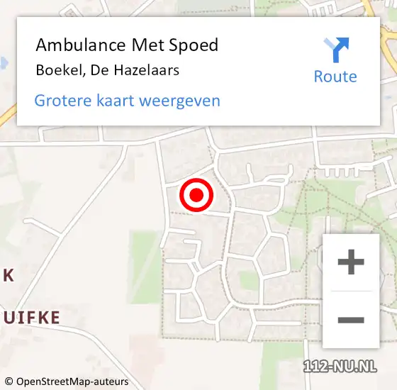 Locatie op kaart van de 112 melding: Ambulance Met Spoed Naar Boekel, De Hazelaars op 11 oktober 2018 17:11