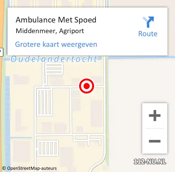 Locatie op kaart van de 112 melding: Ambulance Met Spoed Naar Middenmeer, Agriport op 11 oktober 2018 17:24