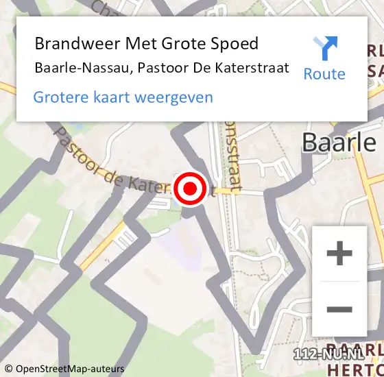 Locatie op kaart van de 112 melding: Brandweer Met Grote Spoed Naar Baarle-Nassau, Pastoor De Katerstraat op 11 oktober 2018 17:37