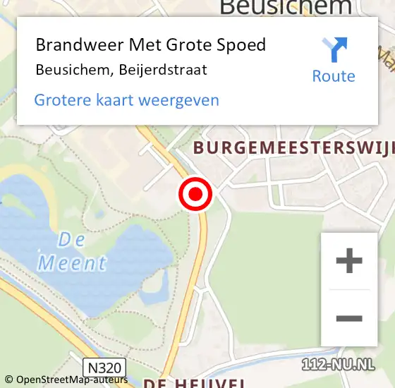 Locatie op kaart van de 112 melding: Brandweer Met Grote Spoed Naar Beusichem, Beijerdstraat op 11 oktober 2018 18:19