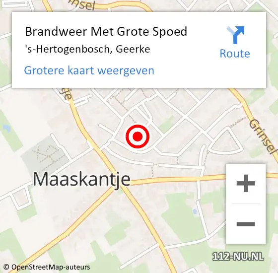 Locatie op kaart van de 112 melding: Brandweer Met Grote Spoed Naar 's-Hertogenbosch, Geerke op 11 oktober 2018 18:21