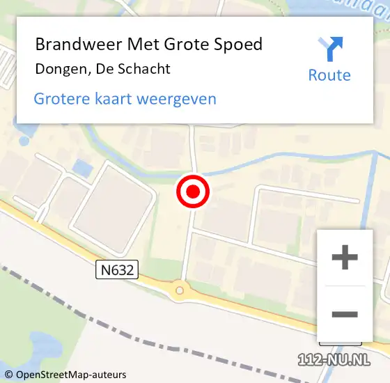 Locatie op kaart van de 112 melding: Brandweer Met Grote Spoed Naar Dongen, De Schacht op 11 oktober 2018 18:32