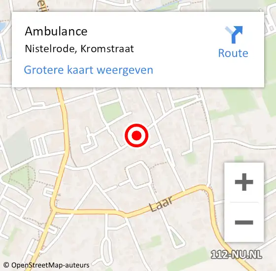 Locatie op kaart van de 112 melding: Ambulance Nistelrode, Kromstraat op 11 oktober 2018 18:33