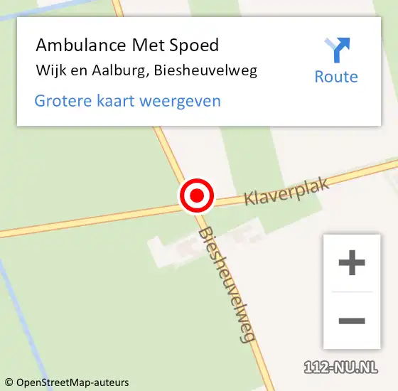 Locatie op kaart van de 112 melding: Ambulance Met Spoed Naar Wijk en Aalburg, Biesheuvelweg op 11 oktober 2018 19:17