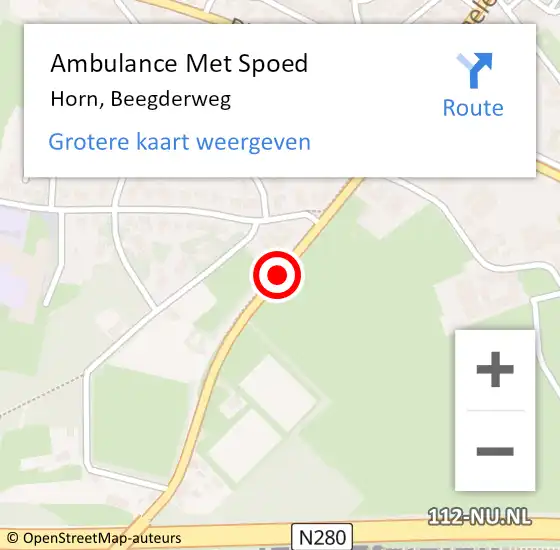 Locatie op kaart van de 112 melding: Ambulance Met Spoed Naar Horn, Beegderweg op 11 oktober 2018 20:08