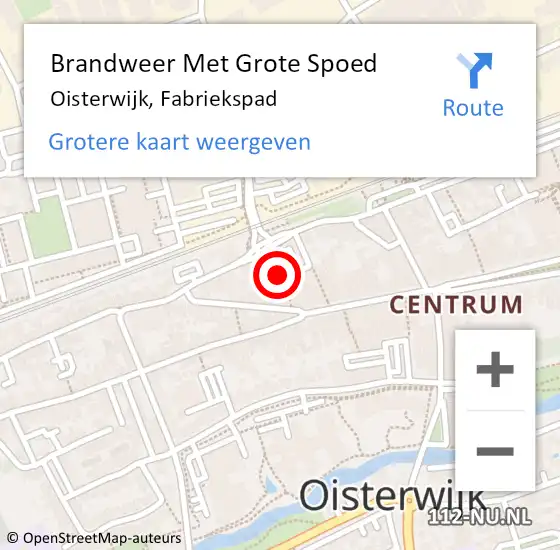 Locatie op kaart van de 112 melding: Brandweer Met Grote Spoed Naar Oisterwijk, Fabriekspad op 11 oktober 2018 20:24