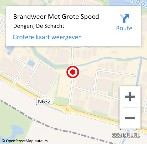 Locatie op kaart van de 112 melding: Brandweer Met Grote Spoed Naar Dongen, De Schacht op 11 oktober 2018 20:32
