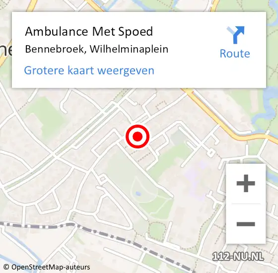 Locatie op kaart van de 112 melding: Ambulance Met Spoed Naar Bennebroek, Wilhelminaplein op 11 oktober 2018 20:58