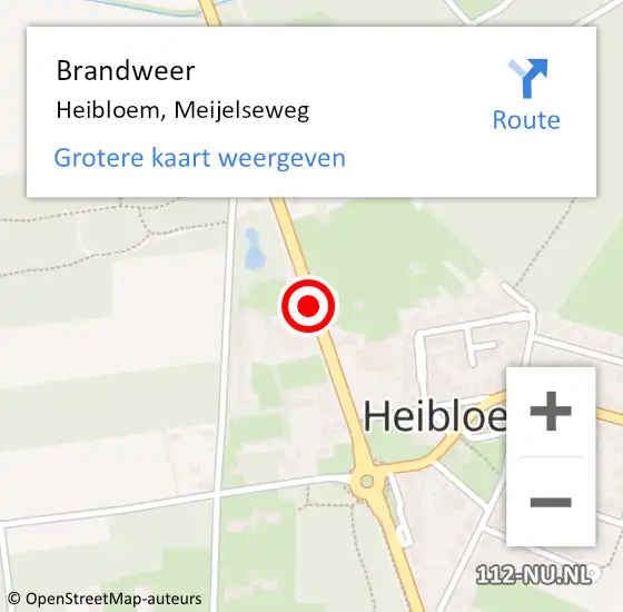 Locatie op kaart van de 112 melding: Brandweer Heibloem, Meijelseweg op 11 oktober 2018 21:06