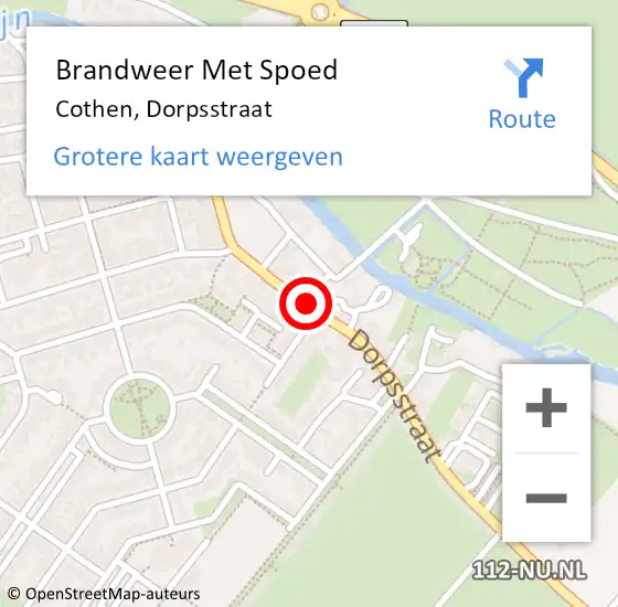 Locatie op kaart van de 112 melding: Brandweer Met Spoed Naar Cothen, Dorpsstraat op 11 oktober 2018 21:07