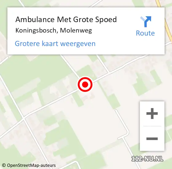 Locatie op kaart van de 112 melding: Ambulance Met Grote Spoed Naar Koningsbosch, Molenweg op 11 oktober 2018 22:58