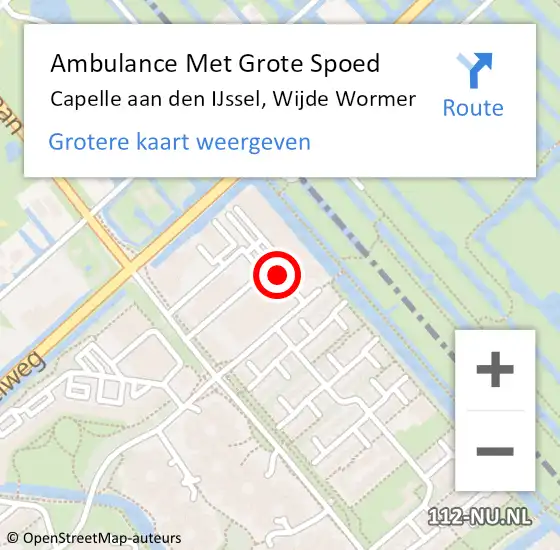 Locatie op kaart van de 112 melding: Ambulance Met Grote Spoed Naar Capelle aan den IJssel, Wijde Wormer op 11 oktober 2018 23:15