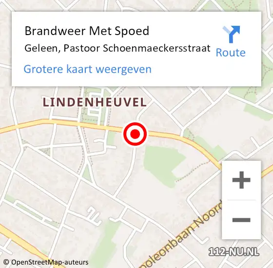 Locatie op kaart van de 112 melding: Brandweer Met Spoed Naar Geleen, Pastoor Schoenmaeckersstraat op 12 oktober 2018 00:33