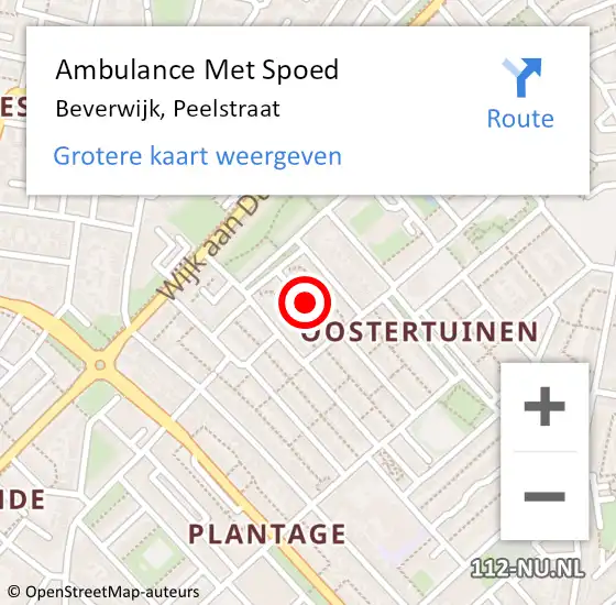 Locatie op kaart van de 112 melding: Ambulance Met Spoed Naar Beverwijk, Peelstraat op 12 oktober 2018 00:43