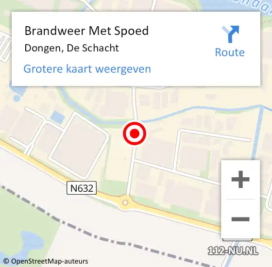Locatie op kaart van de 112 melding: Brandweer Met Spoed Naar Dongen, De Schacht op 12 oktober 2018 00:45