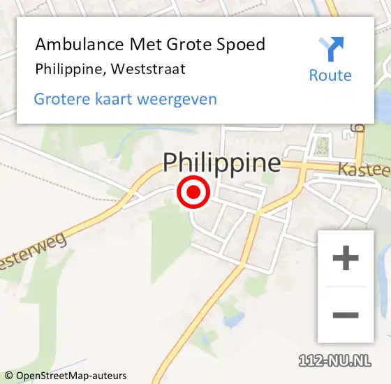 Locatie op kaart van de 112 melding: Ambulance Met Grote Spoed Naar Philippine, Weststraat op 12 oktober 2018 00:54