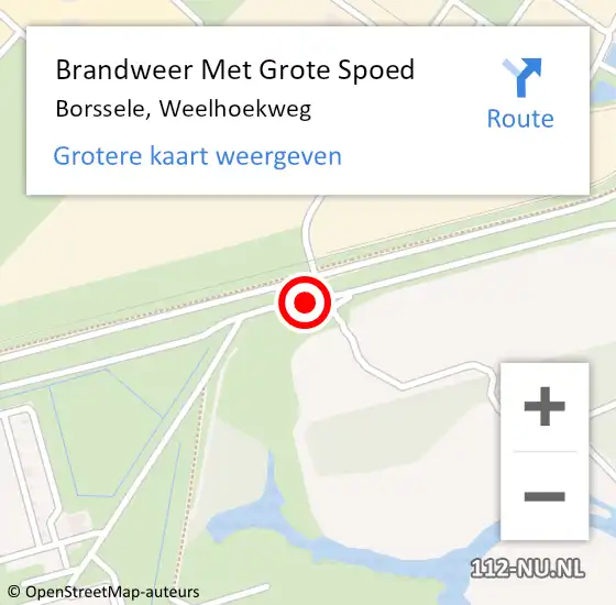 Locatie op kaart van de 112 melding: Brandweer Met Grote Spoed Naar Borssele, Weelhoekweg op 12 oktober 2018 01:57