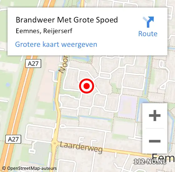 Locatie op kaart van de 112 melding: Brandweer Met Grote Spoed Naar Eemnes, Reijerserf op 12 oktober 2018 02:27