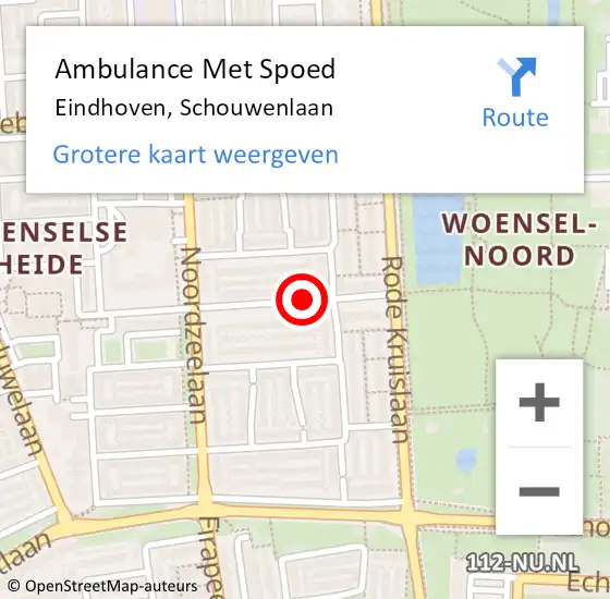 Locatie op kaart van de 112 melding: Ambulance Met Spoed Naar Eindhoven, Schouwenlaan op 12 oktober 2018 04:13