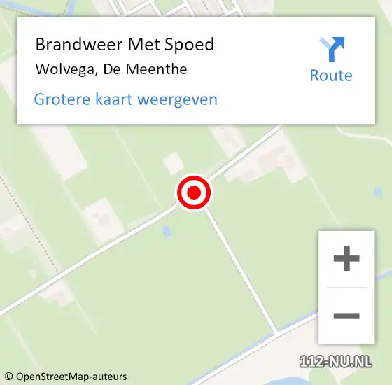 Locatie op kaart van de 112 melding: Brandweer Met Spoed Naar Wolvega, De Meenthe op 12 oktober 2018 05:23