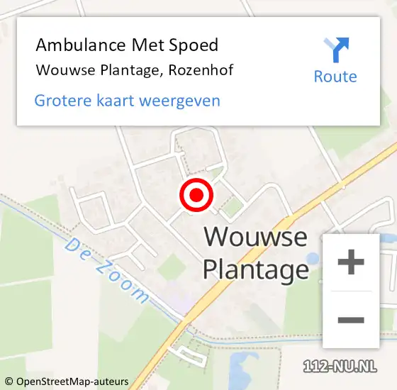 Locatie op kaart van de 112 melding: Ambulance Met Spoed Naar Wouwse Plantage, Rozenhof op 12 oktober 2018 05:24