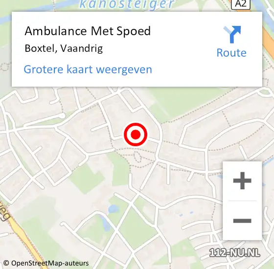 Locatie op kaart van de 112 melding: Ambulance Met Spoed Naar Boxtel, Vaandrig op 12 oktober 2018 05:37