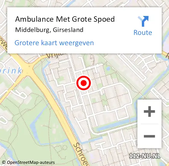 Locatie op kaart van de 112 melding: Ambulance Met Grote Spoed Naar Middelburg, Girsesland op 12 oktober 2018 06:16