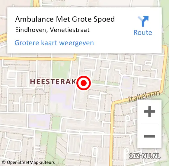 Locatie op kaart van de 112 melding: Ambulance Met Grote Spoed Naar Eindhoven, Venetiestraat op 12 oktober 2018 08:34