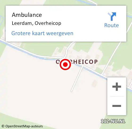 Locatie op kaart van de 112 melding: Ambulance Leerdam, Overheicop op 12 oktober 2018 09:15