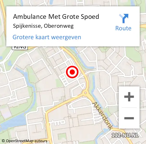Locatie op kaart van de 112 melding: Ambulance Met Grote Spoed Naar Spijkenisse, Oberonweg op 12 oktober 2018 09:43