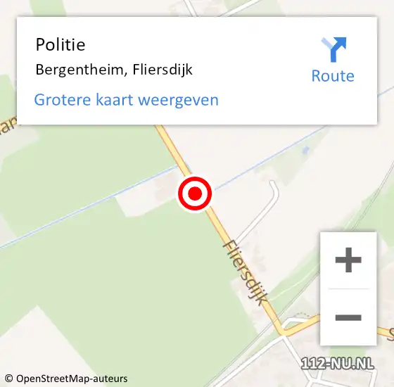 Locatie op kaart van de 112 melding: Politie Bergentheim, Fliersdijk op 11 maart 2014 15:41