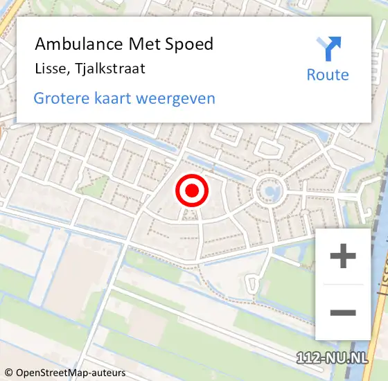 Locatie op kaart van de 112 melding: Ambulance Met Spoed Naar Lisse, Tjalkstraat op 12 oktober 2018 09:44