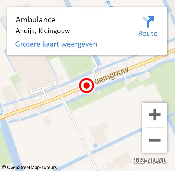 Locatie op kaart van de 112 melding: Ambulance Andijk, Kleingouw op 12 oktober 2018 09:52