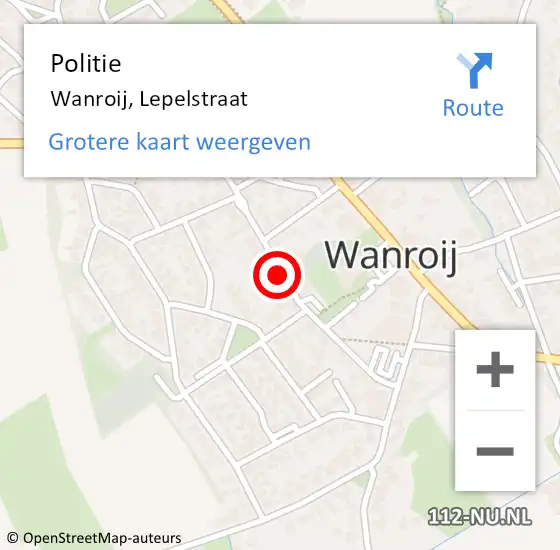 Locatie op kaart van de 112 melding: Politie Wanroij, Lepelstraat op 12 oktober 2018 10:38