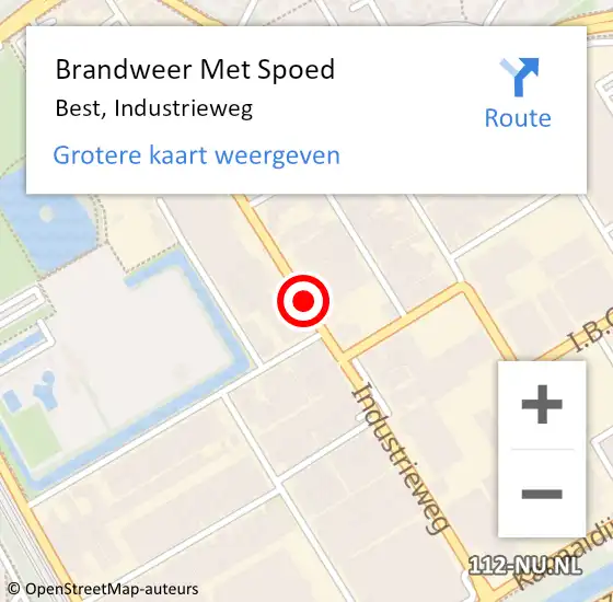 Locatie op kaart van de 112 melding: Brandweer Met Spoed Naar Best, Industrieweg op 12 oktober 2018 10:44