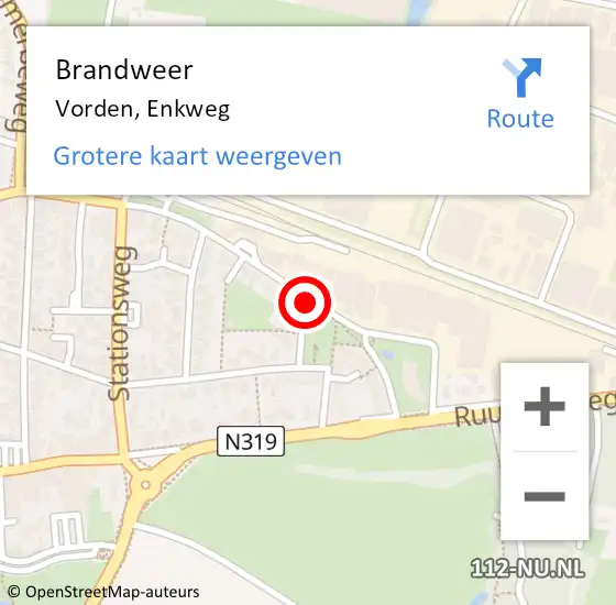 Locatie op kaart van de 112 melding: Brandweer Vorden, Enkweg op 12 oktober 2018 10:45