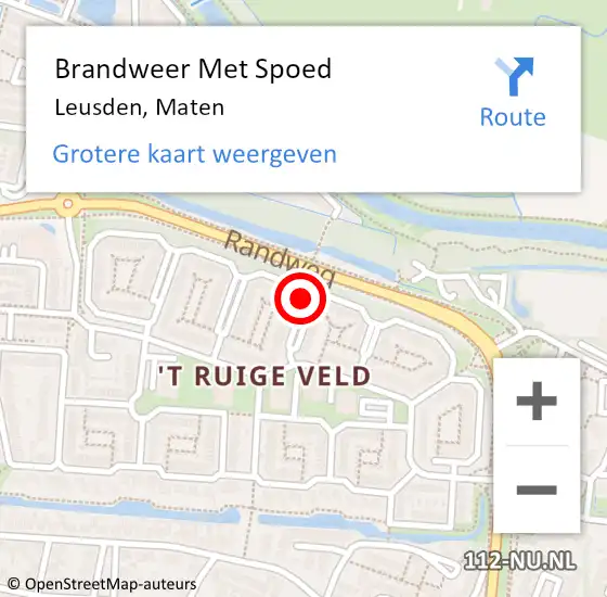 Locatie op kaart van de 112 melding: Brandweer Met Spoed Naar Leusden, Maten op 12 oktober 2018 11:02