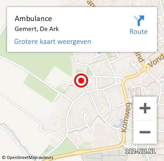 Locatie op kaart van de 112 melding: Ambulance Gemert, De Ark op 12 oktober 2018 11:04