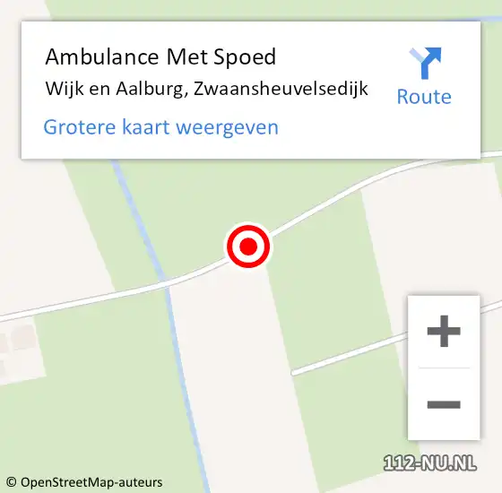 Locatie op kaart van de 112 melding: Ambulance Met Spoed Naar Wijk en Aalburg, Zwaansheuvelsedijk op 12 oktober 2018 11:05