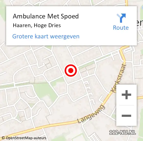 Locatie op kaart van de 112 melding: Ambulance Met Spoed Naar Haaren, Hoge Dries op 12 oktober 2018 11:34