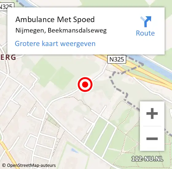 Locatie op kaart van de 112 melding: Ambulance Met Spoed Naar Nijmegen, Beekmansdalseweg op 12 oktober 2018 11:58