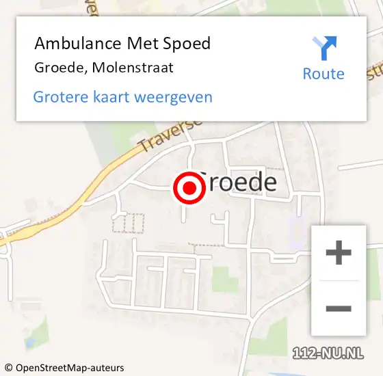 Locatie op kaart van de 112 melding: Ambulance Met Spoed Naar Groede, Molenstraat op 12 oktober 2018 11:58