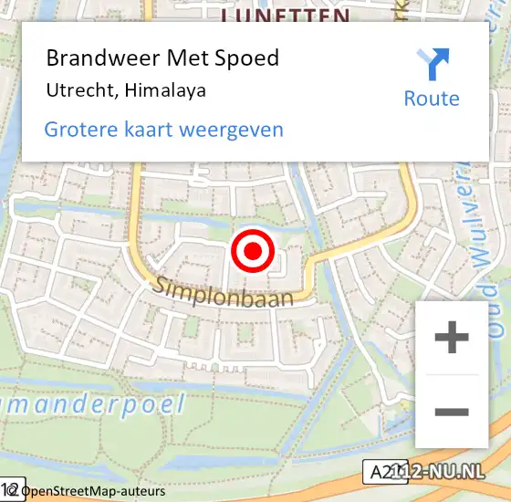 Locatie op kaart van de 112 melding: Brandweer Met Spoed Naar Utrecht, Himalaya op 12 oktober 2018 12:28