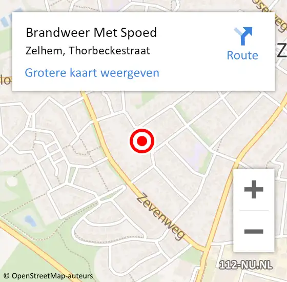 Locatie op kaart van de 112 melding: Brandweer Met Spoed Naar Zelhem, Thorbeckestraat op 12 oktober 2018 12:49