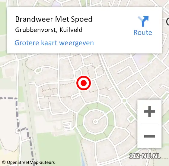 Locatie op kaart van de 112 melding: Brandweer Met Spoed Naar Grubbenvorst, Kuilveld op 12 oktober 2018 12:49