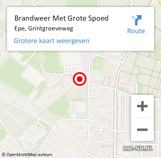 Locatie op kaart van de 112 melding: Brandweer Met Grote Spoed Naar Epe, Grintgroeveweg op 12 oktober 2018 14:06